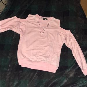 Pink shoulderless top
